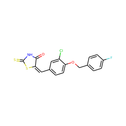 O=C1NC(=S)S/C1=C/c1ccc(OCc2ccc(F)cc2)c(Cl)c1 ZINC000001095907