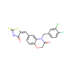 O=C1NC(=S)S/C1=C/c1ccc2c(c1)N(Cc1ccc(F)c(Cl)c1)C(=O)CO2 ZINC000003960731