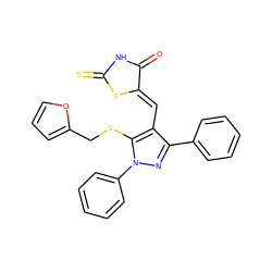 O=C1NC(=S)S/C1=C\c1c(-c2ccccc2)nn(-c2ccccc2)c1SCc1ccco1 ZINC000028822831