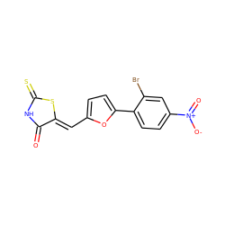 O=C1NC(=S)S/C1=C\c1ccc(-c2ccc([N+](=O)[O-])cc2Br)o1 ZINC000001195190