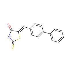 O=C1NC(=S)S/C1=C\c1ccc(-c2ccccc2)cc1 ZINC000001199540