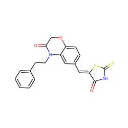 O=C1NC(=S)S/C1=C\c1ccc2c(c1)N(CCc1ccccc1)C(=O)CO2 ZINC000028883312