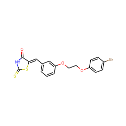 O=C1NC(=S)S/C1=C\c1cccc(OCCOc2ccc(Br)cc2)c1 ZINC000002993595