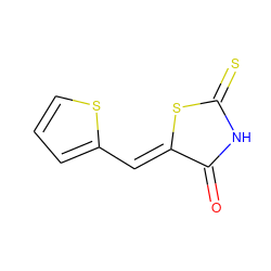 O=C1NC(=S)S/C1=C\c1cccs1 ZINC000001033062