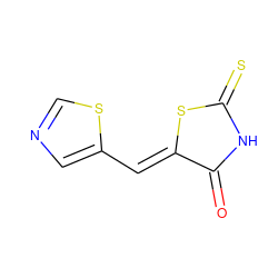 O=C1NC(=S)S/C1=C\c1cncs1 ZINC000255733953