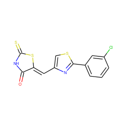 O=C1NC(=S)S/C1=C\c1csc(-c2cccc(Cl)c2)n1 ZINC001772600009