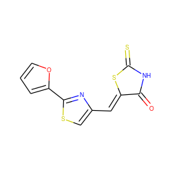 O=C1NC(=S)S/C1=C\c1csc(-c2ccco2)n1 ZINC000084432918