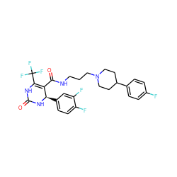 O=C1NC(C(F)(F)F)=C(C(=O)NCCCN2CCC(c3ccc(F)cc3)CC2)[C@@H](c2ccc(F)c(F)c2)N1 ZINC000026650731