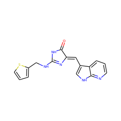 O=C1NC(NCc2cccs2)=N/C1=C\c1c[nH]c2ncccc12 ZINC000040980156