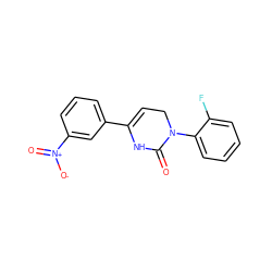 O=C1NC(c2cccc([N+](=O)[O-])c2)=CCN1c1ccccc1F ZINC000299863465