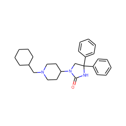 O=C1NC(c2ccccc2)(c2ccccc2)CN1C1CCN(CC2CCCCC2)CC1 ZINC000034802323