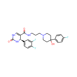 O=C1NC=C(C(=O)NCCCN2CCC(O)(c3ccc(F)cc3)CC2)[C@@H](c2ccc(F)c(F)c2)N1 ZINC000013809188