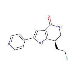 O=C1NC[C@@H](CCF)c2[nH]c(-c3ccncc3)cc21 ZINC000040379190