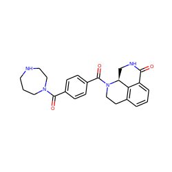 O=C1NC[C@H]2c3c(cccc31)CCN2C(=O)c1ccc(C(=O)N2CCCNCC2)cc1 ZINC000045347694