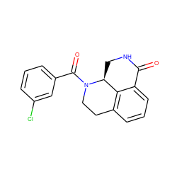 O=C1NC[C@H]2c3c(cccc31)CCN2C(=O)c1cccc(Cl)c1 ZINC000045353674