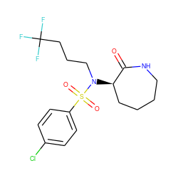 O=C1NCCCC[C@H]1N(CCCC(F)(F)F)S(=O)(=O)c1ccc(Cl)cc1 ZINC000028957787