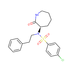 O=C1NCCCC[C@H]1N(CCc1ccccc1)S(=O)(=O)c1ccc(Cl)cc1 ZINC000028957773