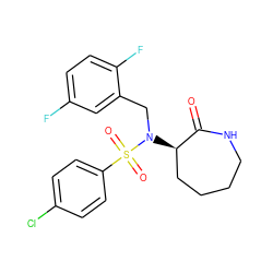 O=C1NCCCC[C@H]1N(Cc1cc(F)ccc1F)S(=O)(=O)c1ccc(Cl)cc1 ZINC000028957737