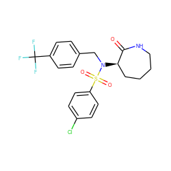 O=C1NCCCC[C@H]1N(Cc1ccc(C(F)(F)F)cc1)S(=O)(=O)c1ccc(Cl)cc1 ZINC000028957587