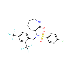 O=C1NCCCC[C@H]1N(Cc1ccc(C(F)(F)F)cc1C(F)(F)F)S(=O)(=O)c1ccc(Cl)cc1 ZINC000028957726