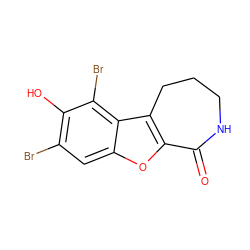 O=C1NCCCc2c1oc1cc(Br)c(O)c(Br)c21 ZINC000001423155