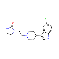 O=C1NCCN1CCN1CCC(c2c[nH]c3ccc(Cl)cc23)CC1 ZINC000012356109