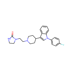 O=C1NCCN1CCN1CCC(c2cn(-c3ccc(F)cc3)c3ccccc23)CC1 ZINC000013452450