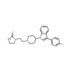 O=C1NCCN1CCN1CCC(n2cc(-c3ccc(F)cc3)c3ccccc32)CC1 ZINC000013731231