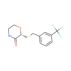 O=C1NCCO[C@@H]1SCc1cccc(C(F)(F)F)c1 ZINC000039155695