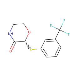 O=C1NCCO[C@@H]1Sc1cccc(C(F)(F)F)c1 ZINC000034510184