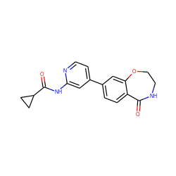 O=C1NCCOc2cc(-c3ccnc(NC(=O)C4CC4)c3)ccc21 ZINC000299867072