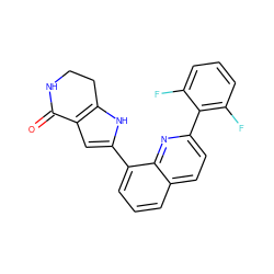 O=C1NCCc2[nH]c(-c3cccc4ccc(-c5c(F)cccc5F)nc34)cc21 ZINC000222377440