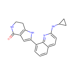 O=C1NCCc2[nH]c(-c3cccc4ccc(NC5CC5)nc34)cc21 ZINC000222371904