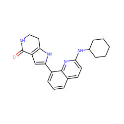 O=C1NCCc2[nH]c(-c3cccc4ccc(NC5CCCCC5)nc34)cc21 ZINC000222351713