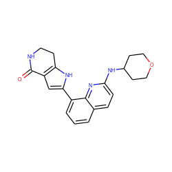 O=C1NCCc2[nH]c(-c3cccc4ccc(NC5CCOCC5)nc34)cc21 ZINC000222404868