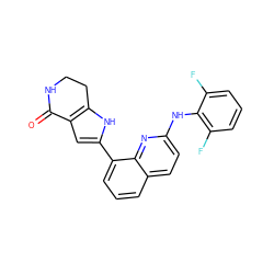 O=C1NCCc2[nH]c(-c3cccc4ccc(Nc5c(F)cccc5F)nc34)cc21 ZINC000222401026