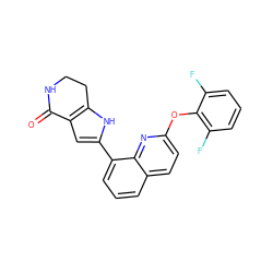 O=C1NCCc2[nH]c(-c3cccc4ccc(Oc5c(F)cccc5F)nc34)cc21 ZINC000222361537