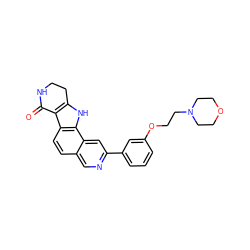 O=C1NCCc2[nH]c3c(ccc4cnc(-c5cccc(OCCN6CCOCC6)c5)cc43)c21 ZINC000072107167