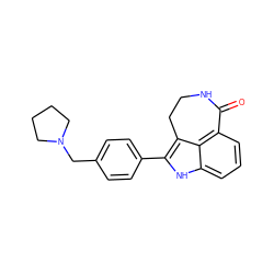 O=C1NCCc2c(-c3ccc(CN4CCCC4)cc3)[nH]c3cccc1c23 ZINC000013491955