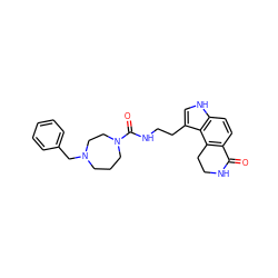 O=C1NCCc2c1ccc1[nH]cc(CCNC(=O)N3CCCN(Cc4ccccc4)CC3)c21 ZINC000043080081