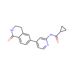 O=C1NCCc2cc(-c3ccnc(NC(=O)C4CC4)c3)ccc21 ZINC000299871782