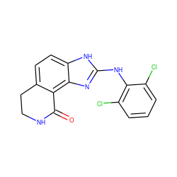 O=C1NCCc2ccc3[nH]c(Nc4c(Cl)cccc4Cl)nc3c21 ZINC000013475197