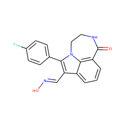 O=C1NCCn2c(-c3ccc(F)cc3)c(/C=N/O)c3cccc1c32 ZINC000003832214