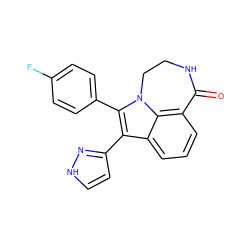 O=C1NCCn2c(-c3ccc(F)cc3)c(-c3cc[nH]n3)c3cccc1c32 ZINC000013584554