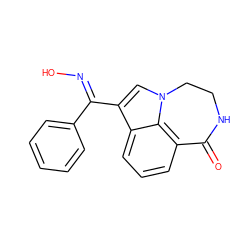 O=C1NCCn2cc(/C(=N/O)c3ccccc3)c3cccc1c32 ZINC000013584524