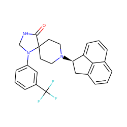 O=C1NCN(c2cccc(C(F)(F)F)c2)C12CCN([C@@H]1Cc3cccc4cccc1c34)CC2 ZINC000026399161