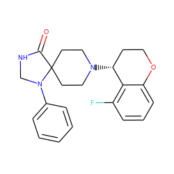 O=C1NCN(c2ccccc2)C12CCN([C@@H]1CCOc3cccc(F)c31)CC2 ZINC000473119547