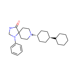 O=C1NCN(c2ccccc2)C12CCN([C@H]1CC[C@H](C3CCCCC3)CC1)CC2 ZINC000100852745