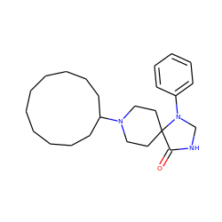 O=C1NCN(c2ccccc2)C12CCN(C1CCCCCCCCCC1)CC2 ZINC000027899323