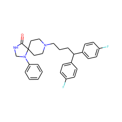 O=C1NCN(c2ccccc2)C12CCN(CCCC(c1ccc(F)cc1)c1ccc(F)cc1)CC2 ZINC000000537755